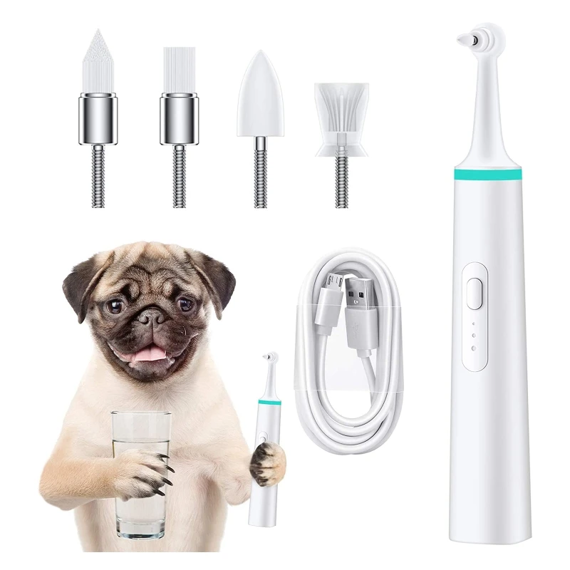 Dog Electric Toothbrush With 4 Brush Heads Enjoyable Pet Dog Toothbrush Supplies