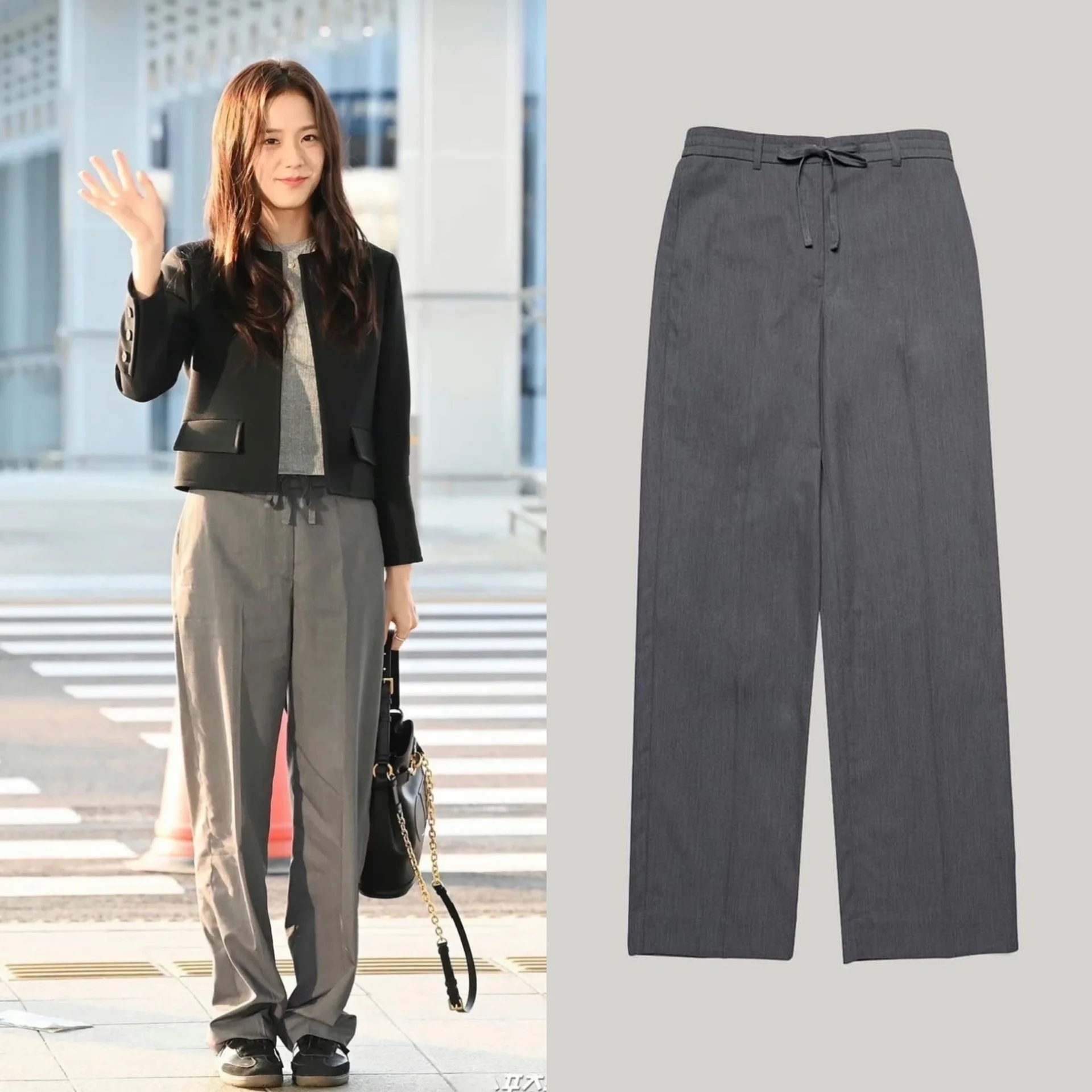 مريح مريح مستقيم الساق عارضة Dstring التخسيس دعوى السراويل عالية الخصر كيت التفاصيل تخفيف Sle المرأة الجينز #1