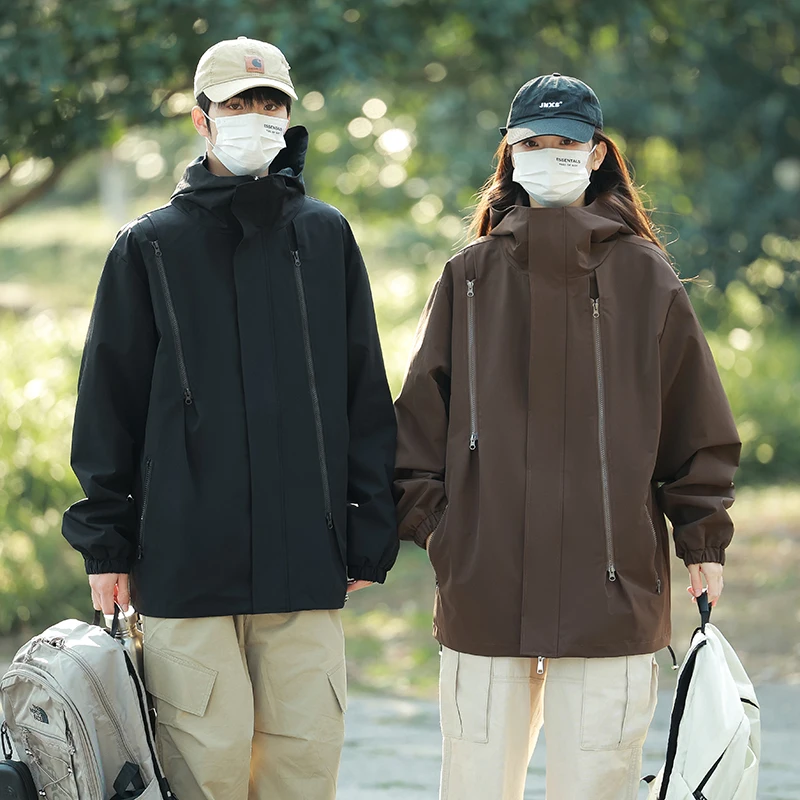 

Верхняя одежда в стиле унисекс, красные, черные, кофейные, синие, бежевые куртки с капюшоном, однотонные легкие удобные пальто, осенняя одежда больших размеров