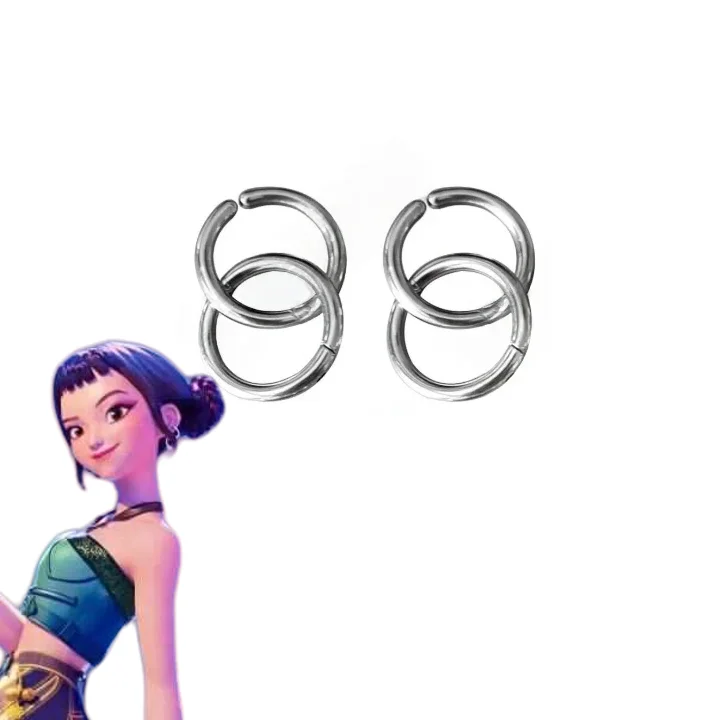 Kpop Demon Hunter Rumi Zoey Earclip Earrings Anime Women Ear Clip Ear Stud Halloween Party Props Accessory Cospaly  cool girl