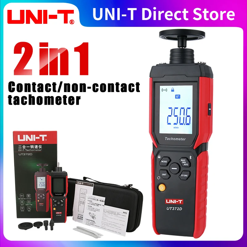 UNI-T UT372D Tachometer Laser Universal 2 in 1 Digital RPM Meter Contact & Non-contact Gauge Professional Rotational Speed Meter