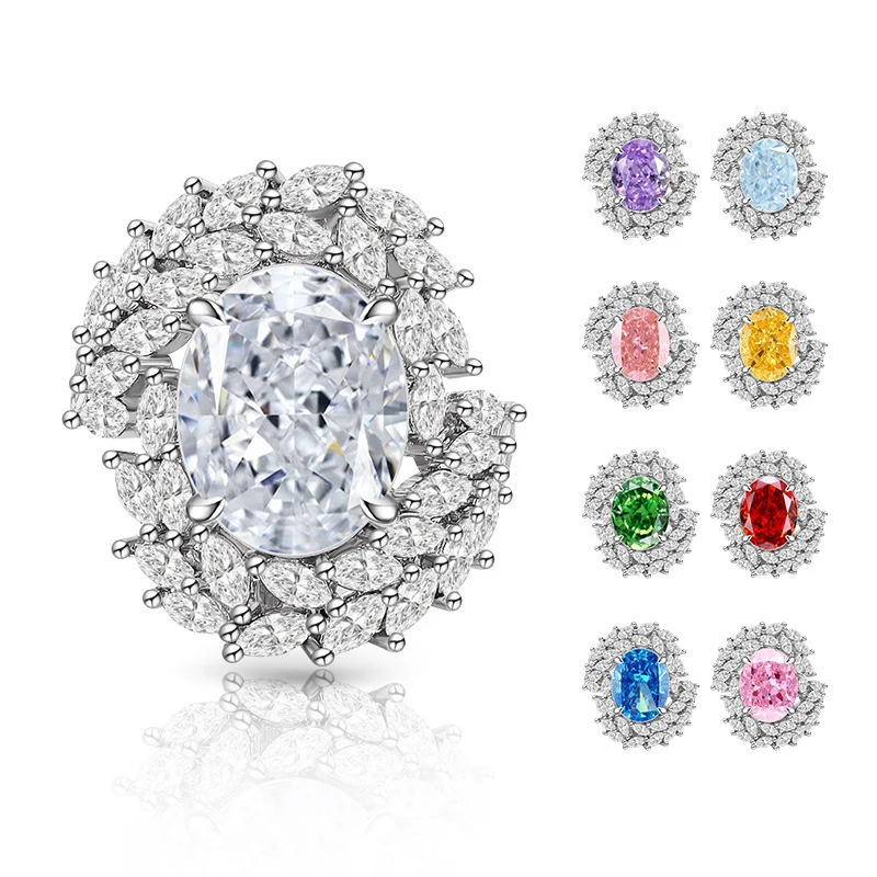 

Hot-selling oversized dazzling ice-flower cut pigeon egg 925 sterling silver ring - fashionable wedding jewelry for ladies