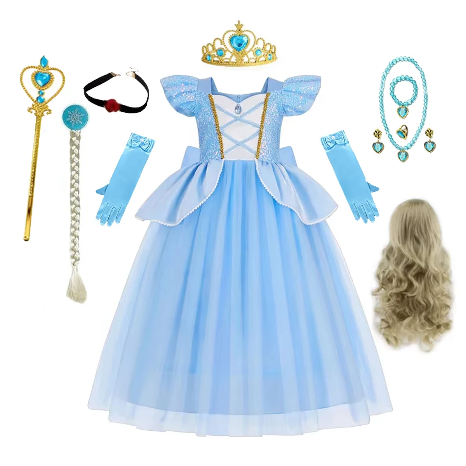 

Girls Cinderella Dresses Princess Cosplay Dress Up Costumes Carnival Party Princess Costumes Kids Birthday Dresses Party Dresses