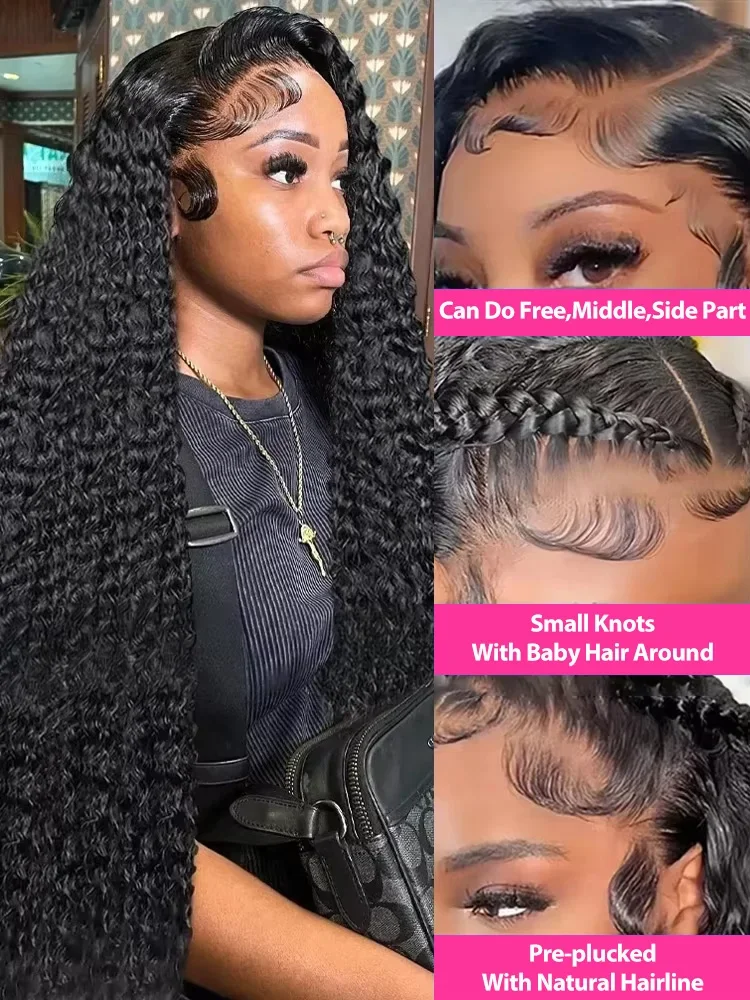 Deep Wave Frontal Wig Human Hair Brazilian Transparent Curly Wigs 13x6 Hd Lace Frontal Human Hair Wigs 360 Lace Wigs For Women image 4