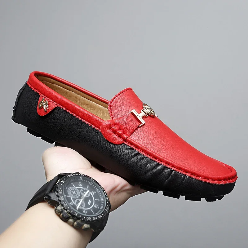 

Men's Casual Loafers Comfortable Lightweight Fashion Retro Business Shoes Handmade Slip-On Italian Retro Leather Footwear