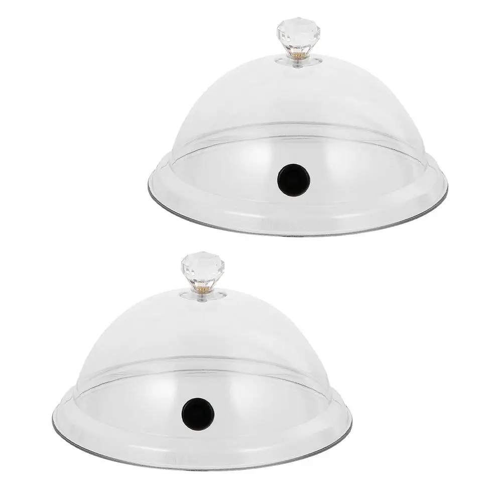 

2Pcs Smoke Cover Food Lid Transparent Acrylic PC Material Heat Cold Resistant Storage Western Cuisine Dessert Cover Cake Stand