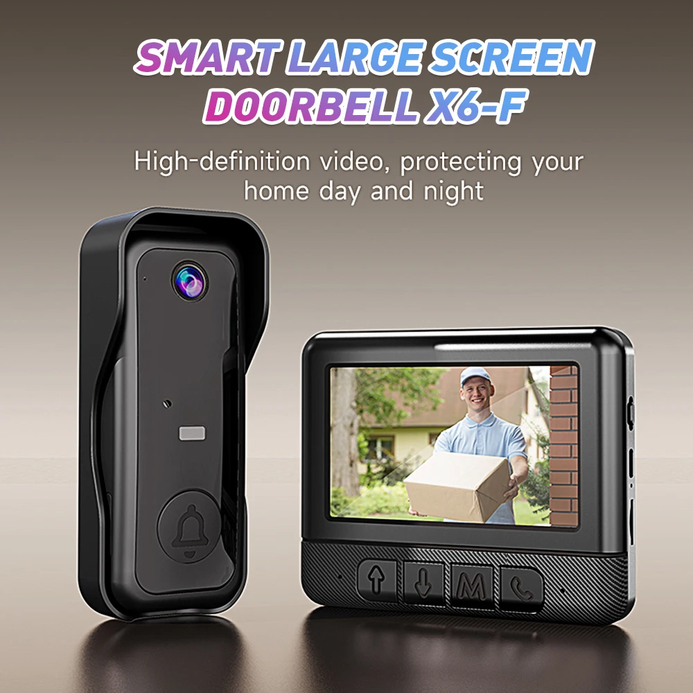 X6 Smart Video Doorbell Camera Bundle with 4.3 Inch Display for Home Use Wireless Video Intercom, Infrared HD Night Vision