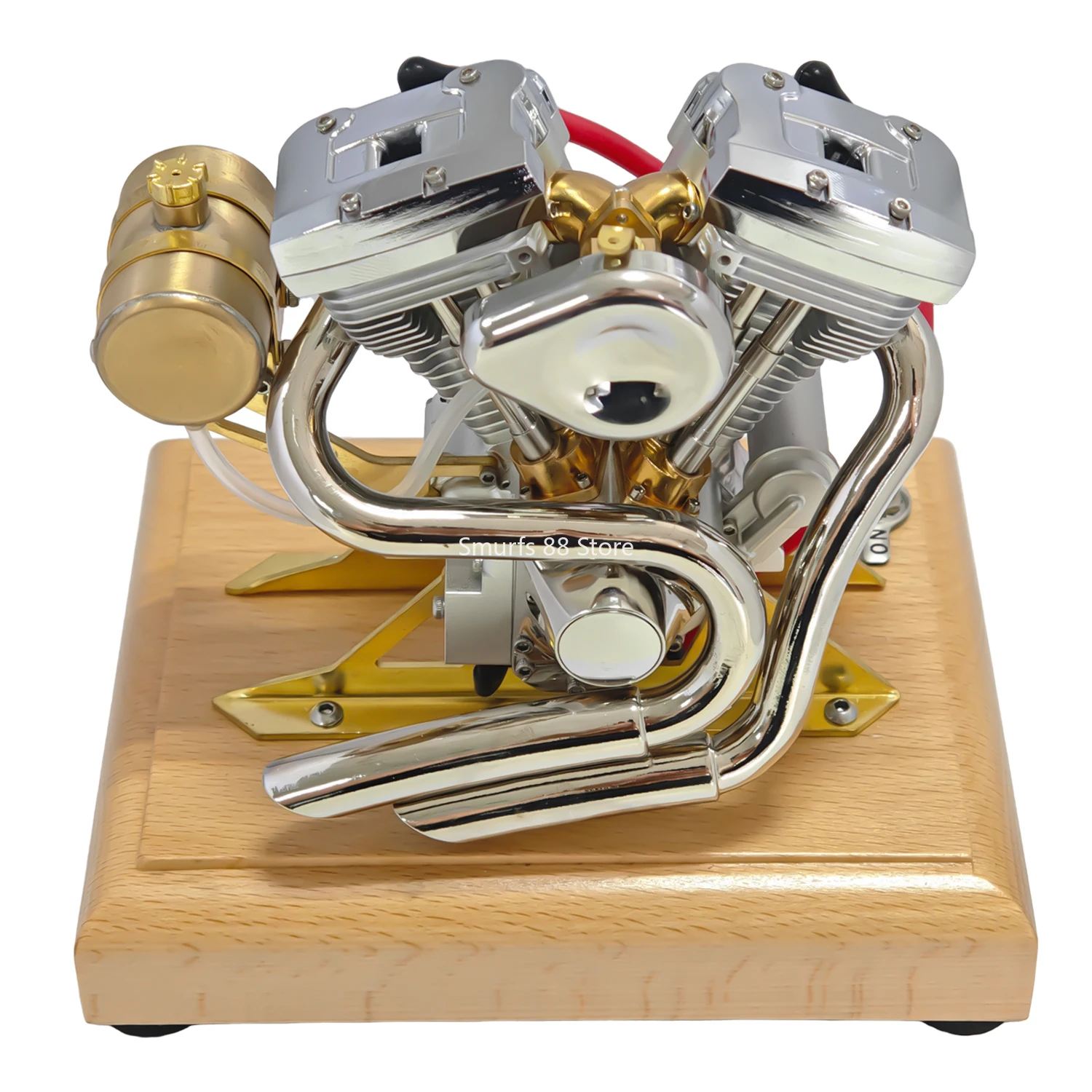 V-Type Motorcycle Gasoline Engine Model Kit Metal Twin Cylinder Four Stroke Gasoline Internal Combustion Engines Model Toys OHV