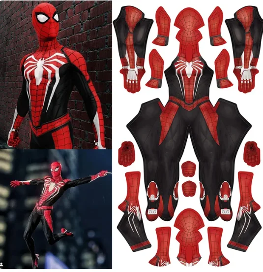 PS4 Advanced Black/ Red Cosplay Costume Women Men Superhero Zentai Halloween Bodysuit Party Jumpsuit