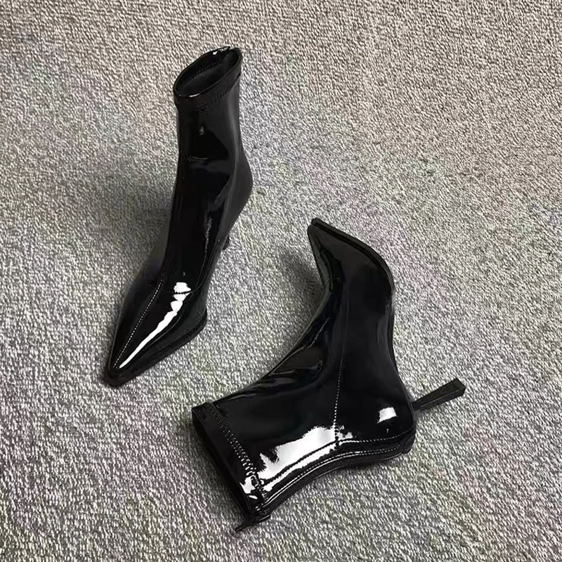 أشار تو عالية الكعب المرأة حذاء من الجلد مثير أحذية من الجلد شتاء 2025 فاخر جديد فستان الحفلات مضخات تشيلسي الأحذية Mujer بوتاس #2