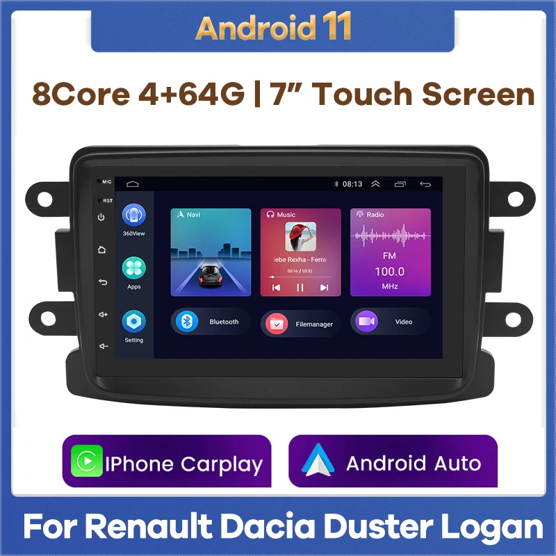 

7" Android Car Video Player Radio GPS Navigation for Dacia Sandero Duster Renault Captur Lada Xray 2 Logan Auto Stereo CarPlay