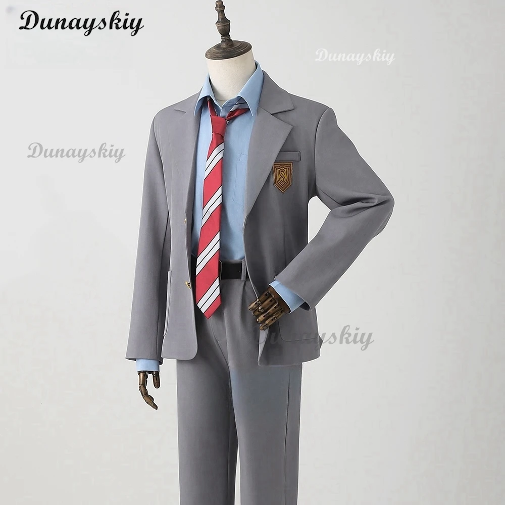 أريما كوسي كوسبلاي أنيمي كذبتك في أبريل ميازونو كاوري زي الهالوين كرنفال الرجال النساء JK موحدة التعادل قميص فستان مجموعة #3