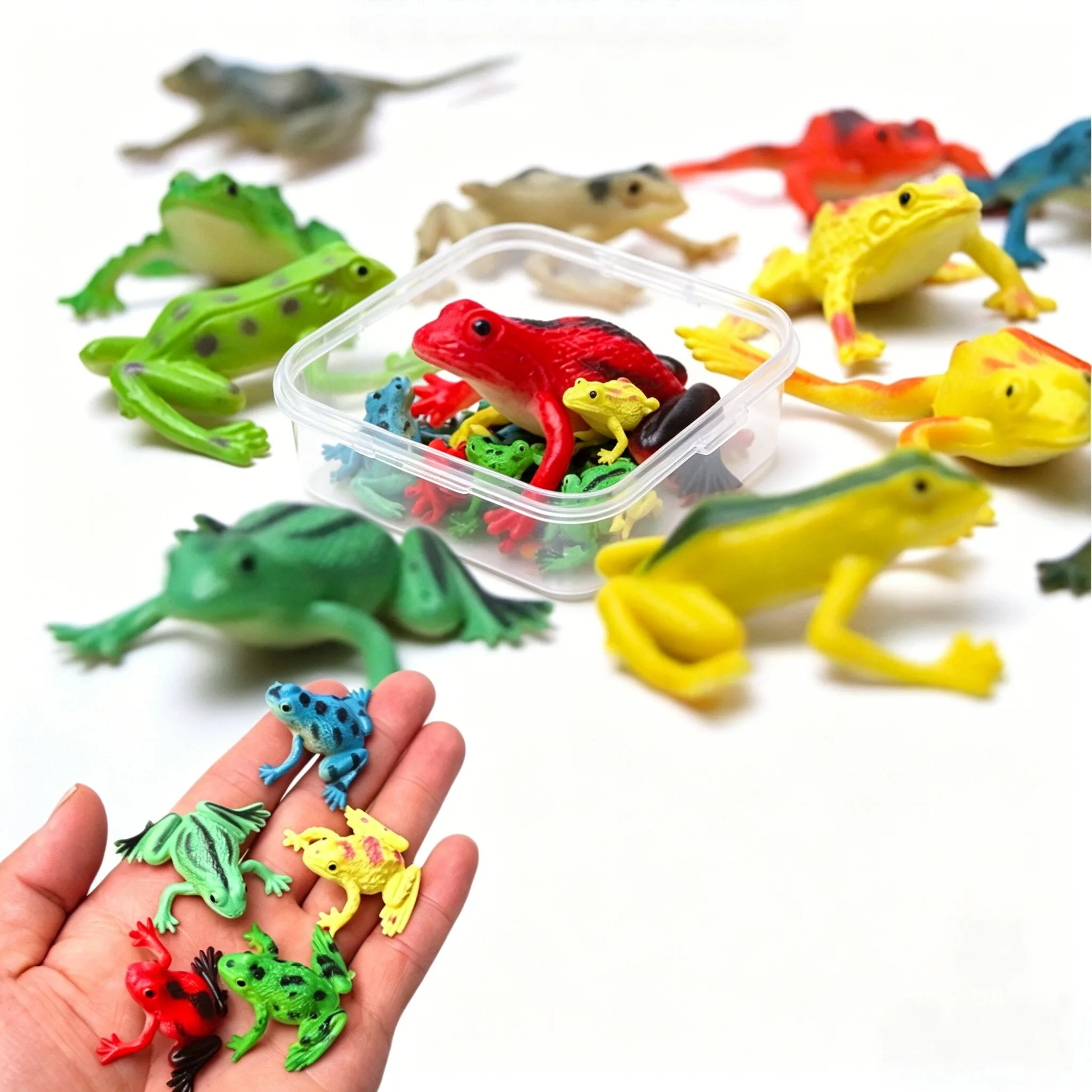 12Pcs Simulation Frog Model Set Realistic Amphibian Animal Figurines Educational Toy for Kids Party Prank and Home Decor