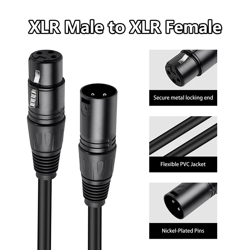 XLR Cable Male To Female XLR Microphone Cable Cannon Extension Cable For Audio Mixer Amplifiers Concerts Churches Station Cord