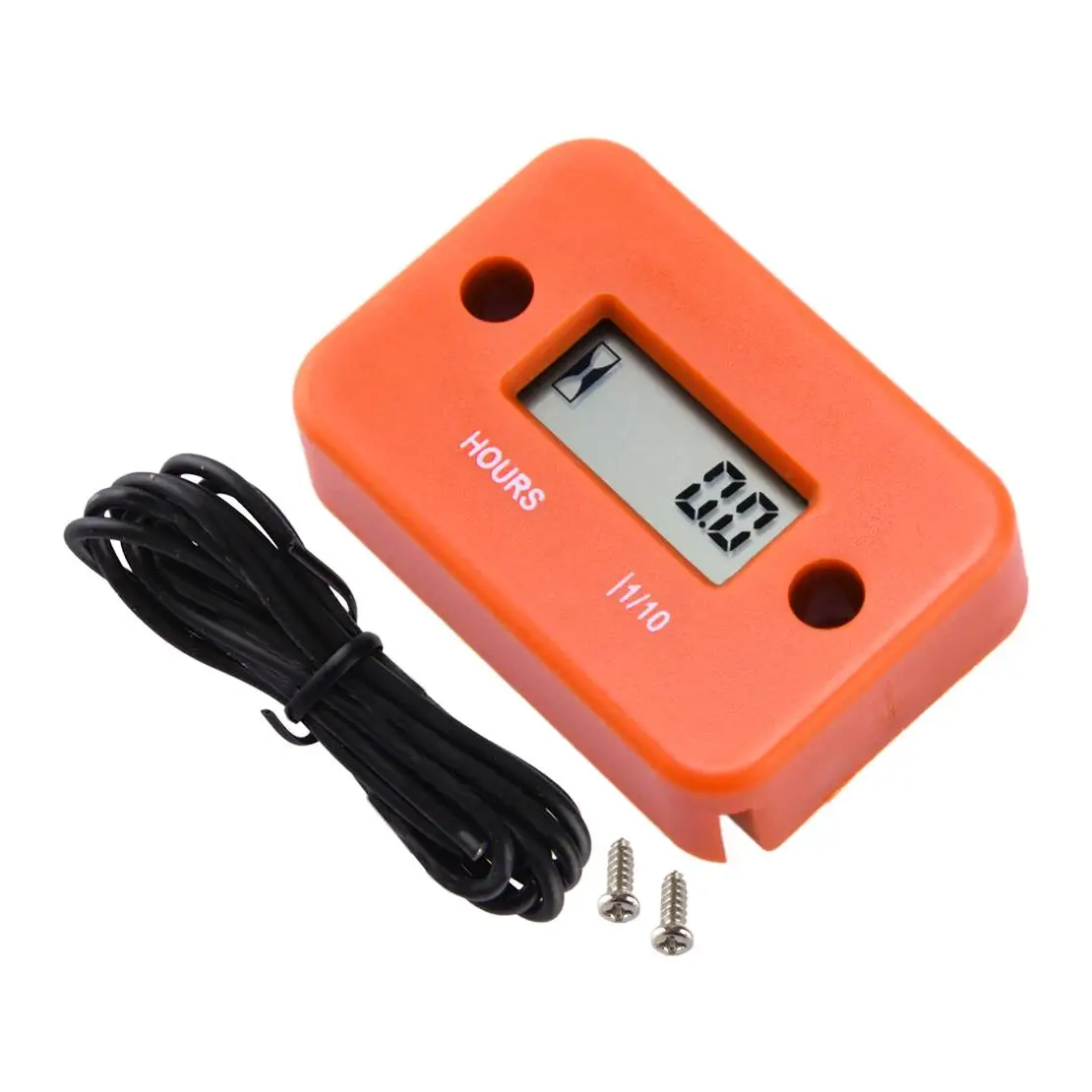 Digital LCD Vibration Hour Counter Operating Engine Meter Orange Fit for Generator ATV Snow Blower Skid Steer Loader Motorcycle