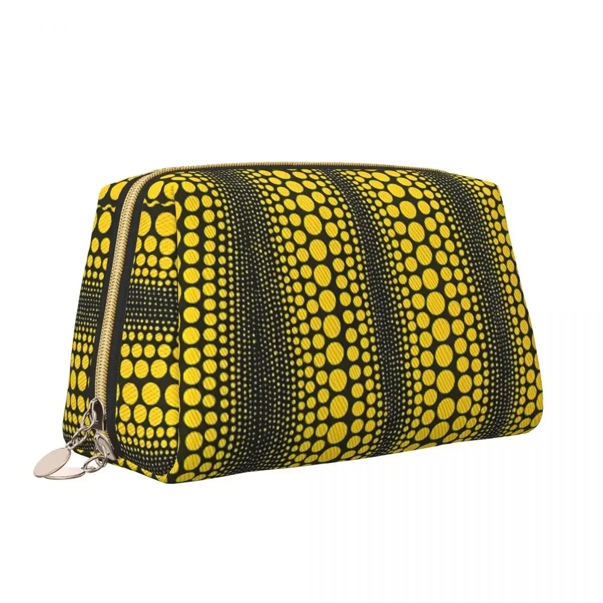 Custom Dot Line Yellow Yayoi Kusama Cosmetic Bag for Women Pumpkin Polka Toiletry Makeup Organizer Lady Beauty Storage Dopp Kit