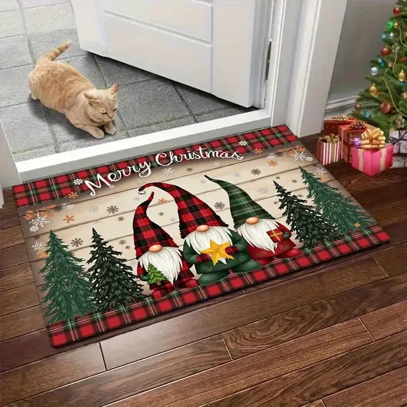 VIKAMA Vintage Christmas Dwarf Mat Non-Slip Easy To Take Care Of The Door Welcome Mat Indoor Outdoor Carpet Home Decoration
