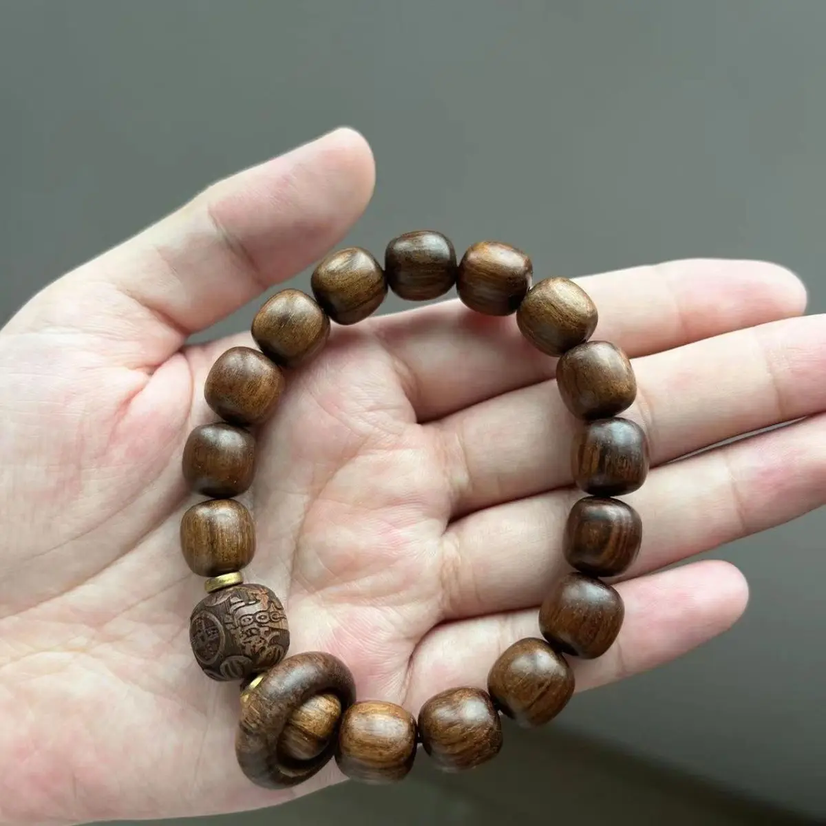 African Pear Sandalwood Bracelet for Men and Women Natural Yellow Pear Old Material Buddha Beads Jewelry Rosary Beads Handstring