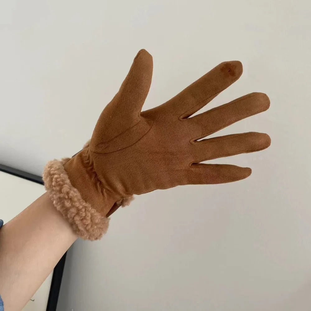 قفازات شتوية نسائية كاملة الأصابع مقاومة للرياح قفازات صوف سميكة للنساء مبطنة بالصوف قفازات ركوب الدراجات الدافئة هدية للسيدات/الفتيات