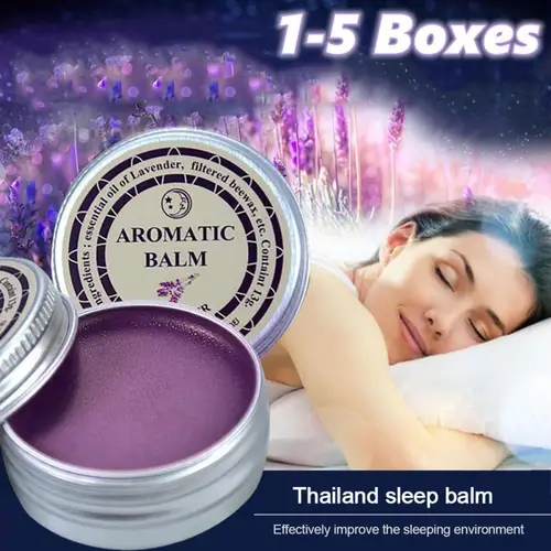 Imagen 1 del producto Bálsamo aromático de lavanda, aceite esencial de plantas naturales, crema de ayuda para dormir durante la noche, alivia el estrés, relaja la ansiedad, mejora el sueño, 1-5 cajas