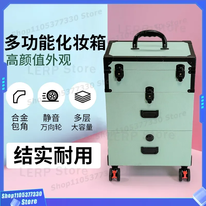 Large Capacity Multi Layer Cosmetic Case for Makeup Artist Tattoo Embroidery Manicure Tools Portable Beauty Toolbox with Tie