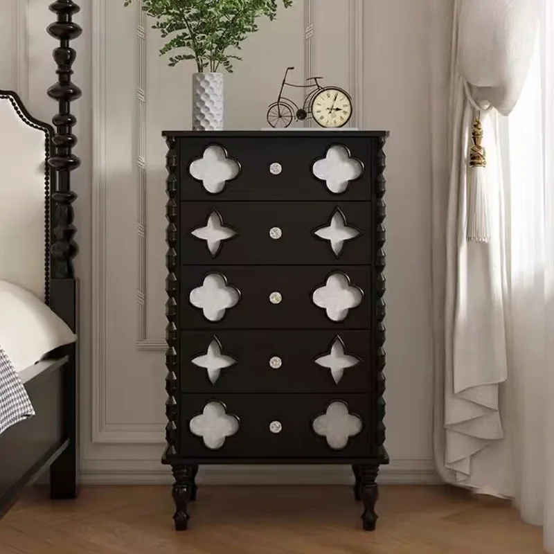 

French retro chest of drawers light luxury high-end shell storage chest of drawers living room solid wood aisle locker