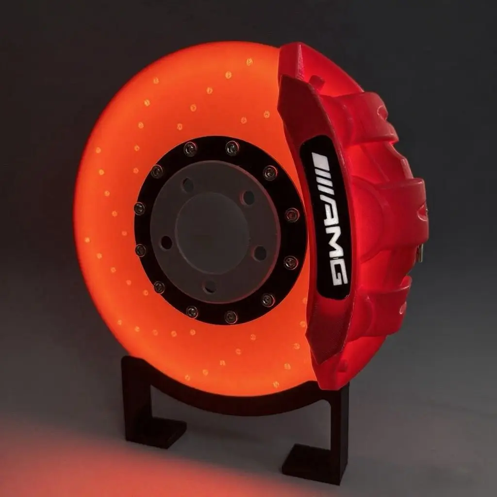 Original Night Light 3D Printing Luminous Brake Disc Caliper Model, LED Creative Desktop Charging Ambient Lamps