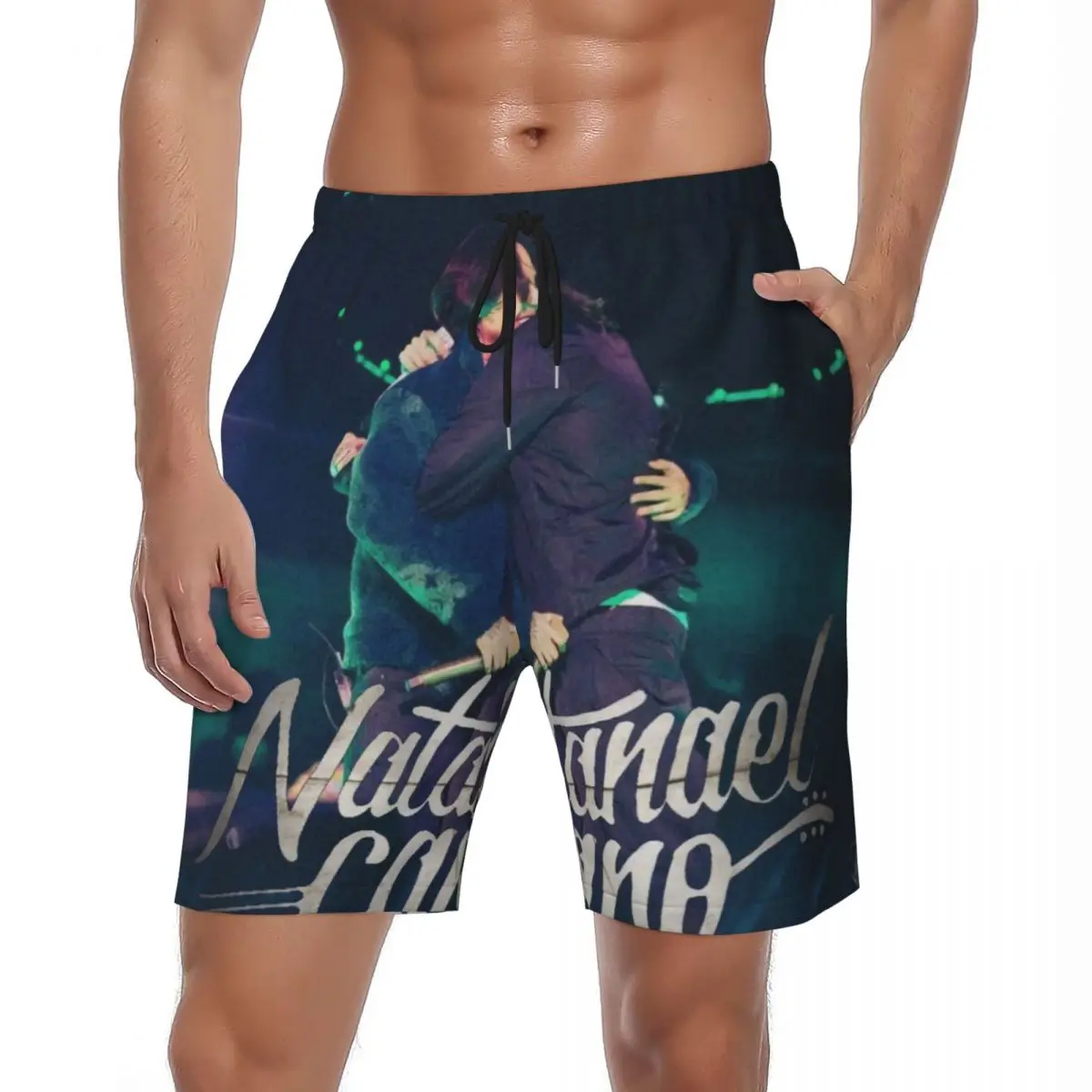 

N-Natanael Canos Board Shorts Летние рэперские концертные спортивные пляжные шорты для фитнеса Мужские быстросохнущие плавки большого размера