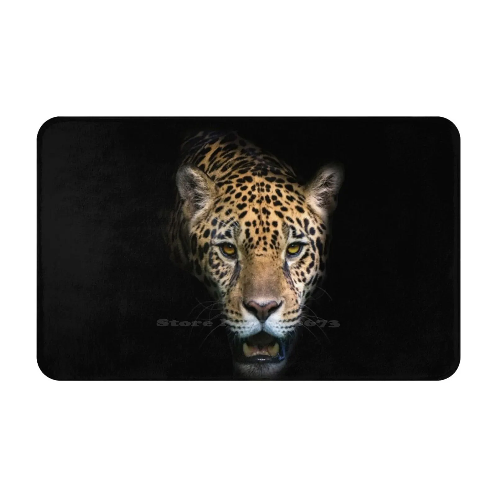 Black Soft Foot Pad Room Goods Rug Carpet Giaguaro Panthera Leo Animal Wild Lion Tiger Africa Felid Cheetah Cats Eyes Forest