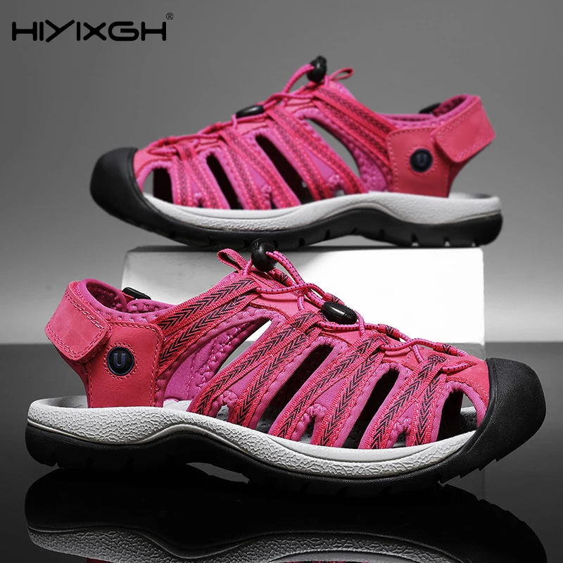 Sommer-Damensandalen aus echtem Leder, bequeme Sandalen, 2025, neue Designer-Turnschuhe, leichte Outdoor-Damen-Strandsandalen