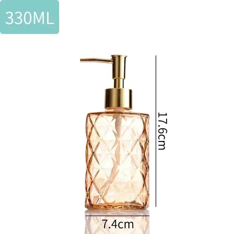 Glass Soap Dispenser Bottle Bathroom Liquid Shampoo Shower Gel Bottle Refillable Storage Container Soap Press Empty Bottles