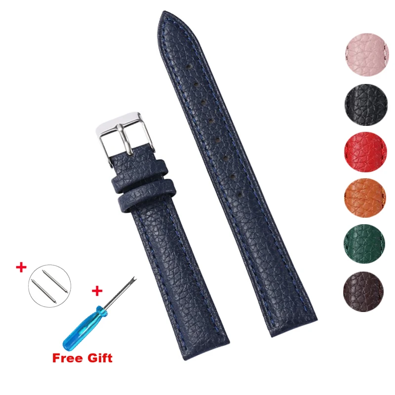 (flash sale)Lichi Pattern Needle buckle Soft and Thin Watch Strap For Women Men Handmade Leather Bracelet Accessories Watch Band