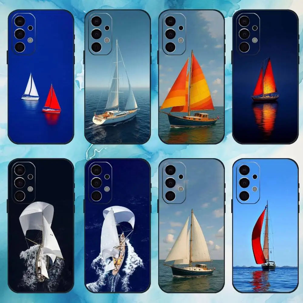 

Sailing Ship Boat Phone Case For Samsung Galaxy A73,A72,A71,A70,A53,A52,A51,Soft Silicone Black Cover