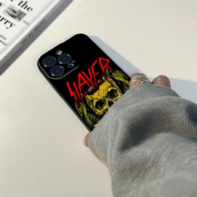 Capa de telefone de metal pesado Slayer, Black Rock Band Covers, iPhone 14, 13, 11, 12 Pro, 8, 7 Plus, X, 13 Pro Max, XR, XS, Mini, SE, 2020