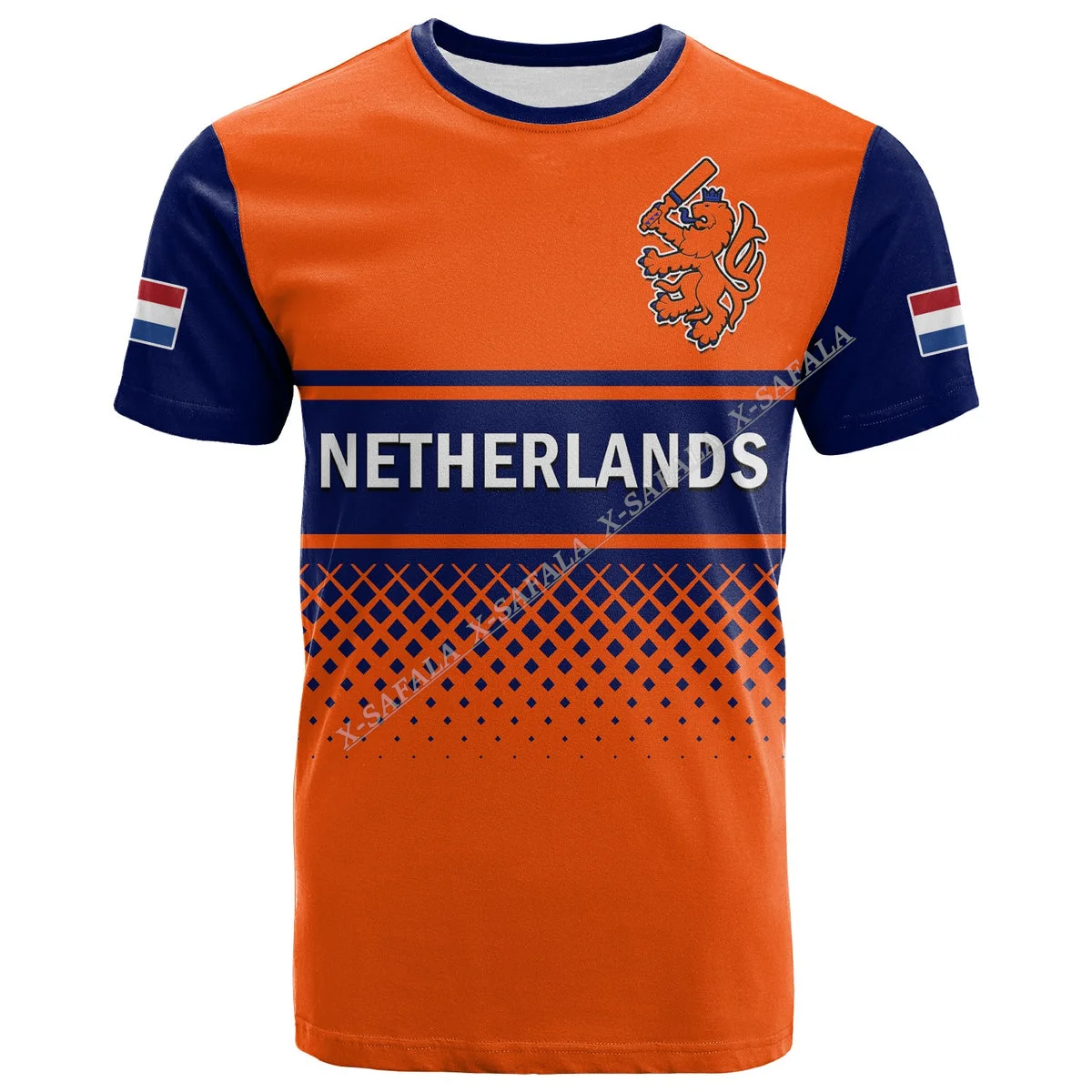 Netherlands Cricke Orange Flag 3D Printed T Shirt Top Tee Men Quick Dry Breathable Adult Men Short Sleeve