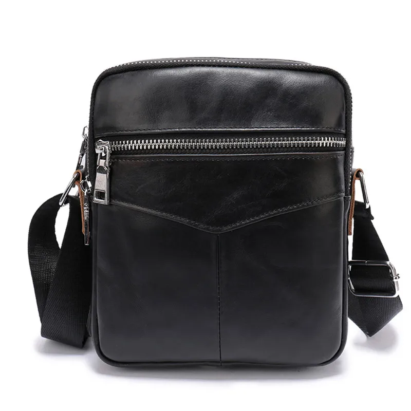 High Quality Men\'s Genuine Leather Briefcases Middle Size Male Leather Messenger Bags Black Men Shoulder Bag Cross body Bags sac