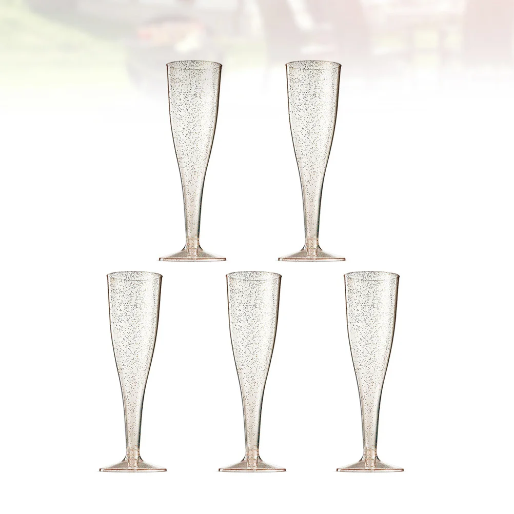 

5Pcs Transparent Plastic Wine Cups Disposable Glasses Red Whiskey Cocktail Goblet Party Wedding Event