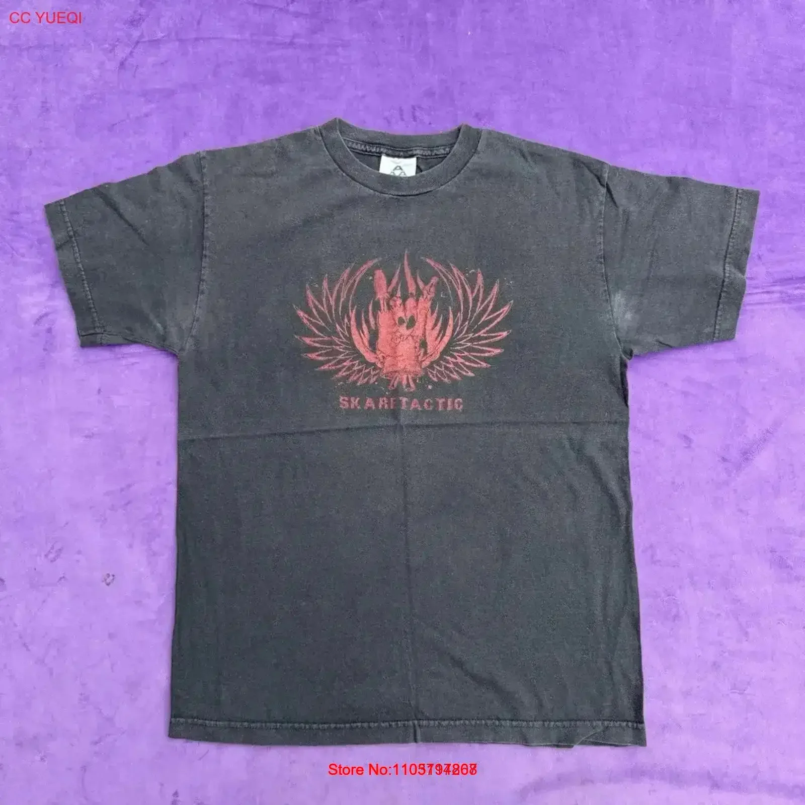 Vintage SKARE TACTIC Hardcore Punk Band T Shirt Black Size M Washed Top For Everyday Wear Versatile Stretched vintage Washed