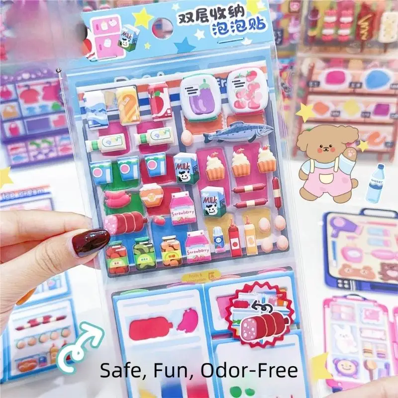 

Pack of 1 Double Layer Bubble Sticker Storage Organizers Waterproof Plastic for Kids Creative Play Home School and Travel 896C