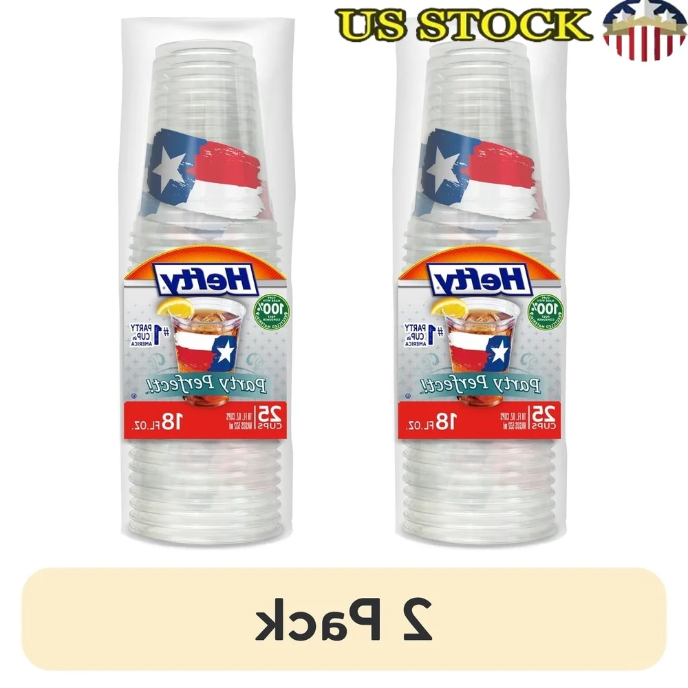 

Texas Print Clear Plastic Cups 18oz 25 Count Disposable Shatter Resistant Party Cups Drinks Snacks and Desserts Perfect