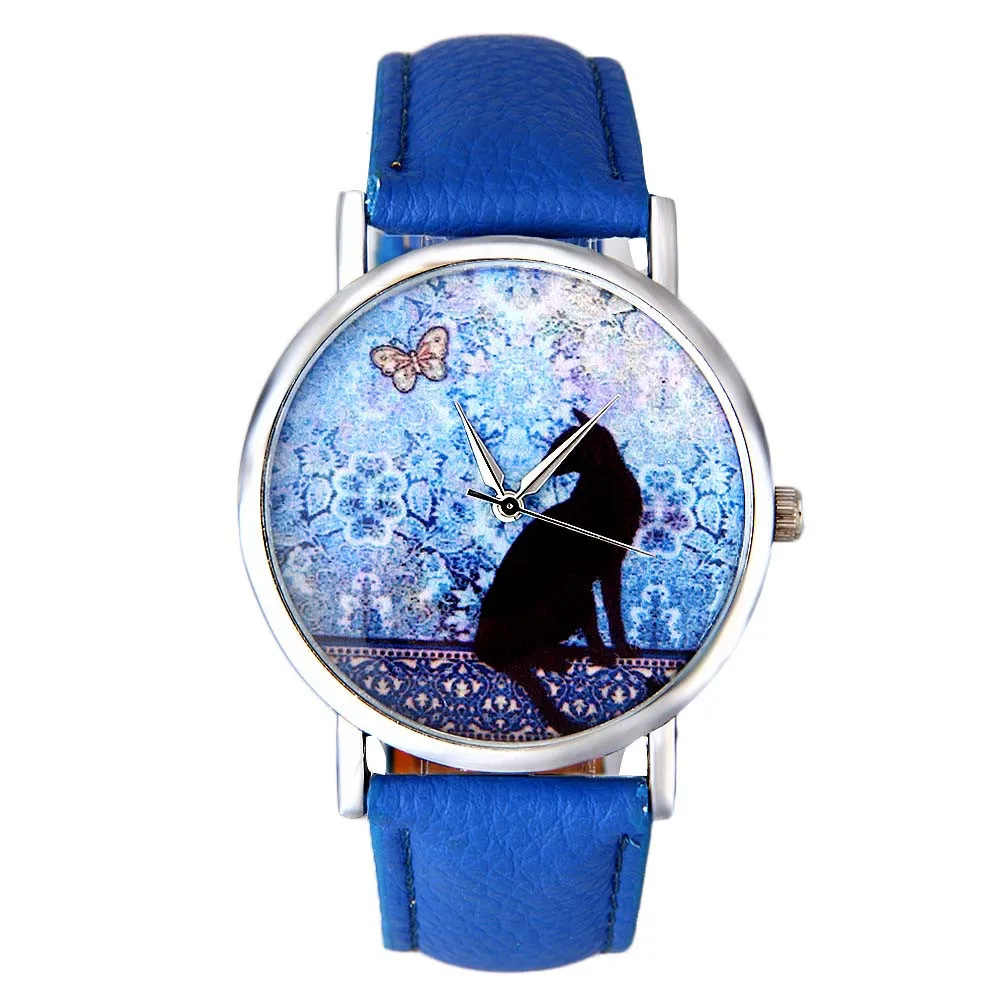 Women Watches Luxury Wristwatch Flowers Butterfly Teenage Girl Watch Cute Kitten Design Lover\'s Watches Relogio Masculino Clock