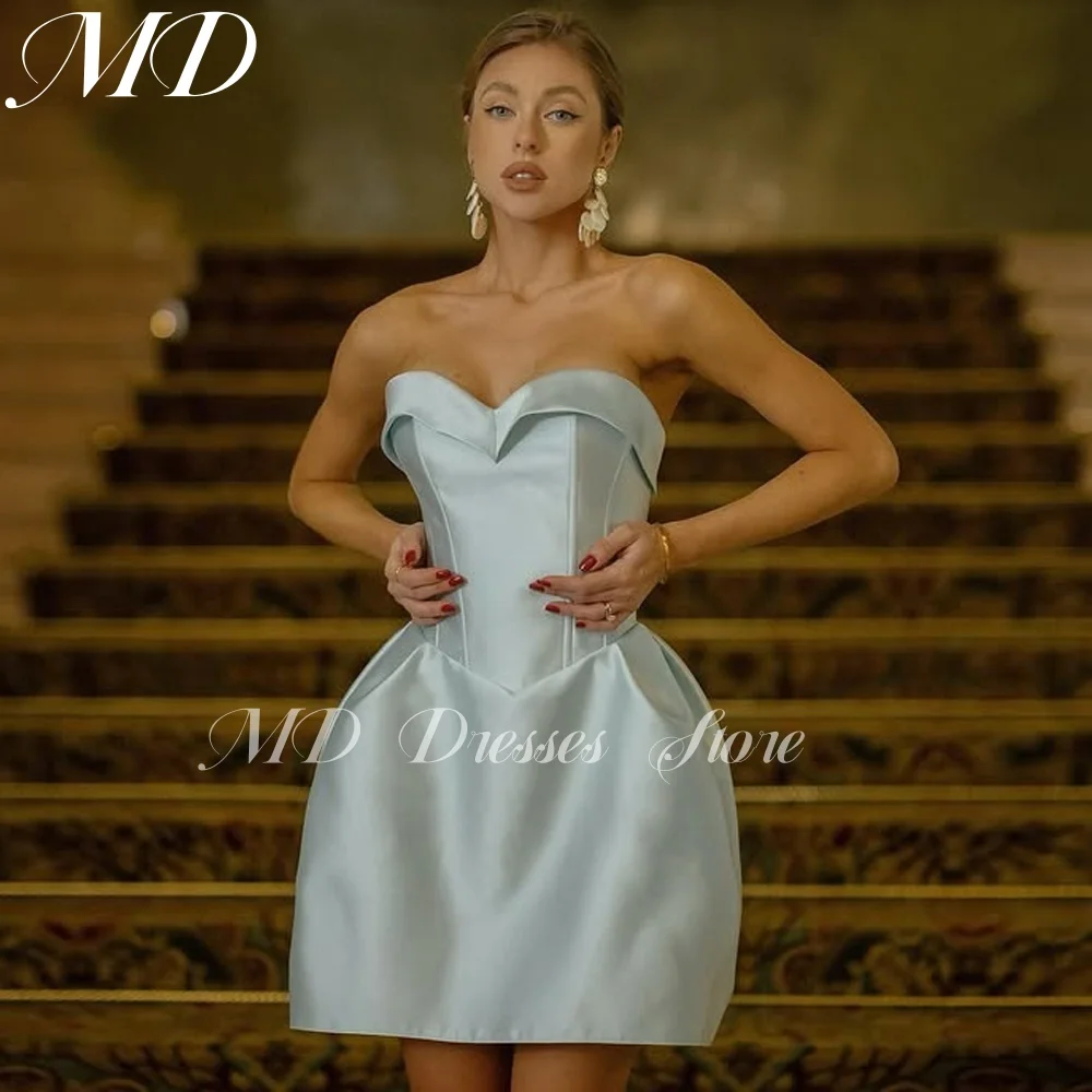 

MD New Sexy Mint Green Sweetheart Mini Evening Gown Pleat Sleeveless robes de cocktail Corset Birthday Dress Customized 2025