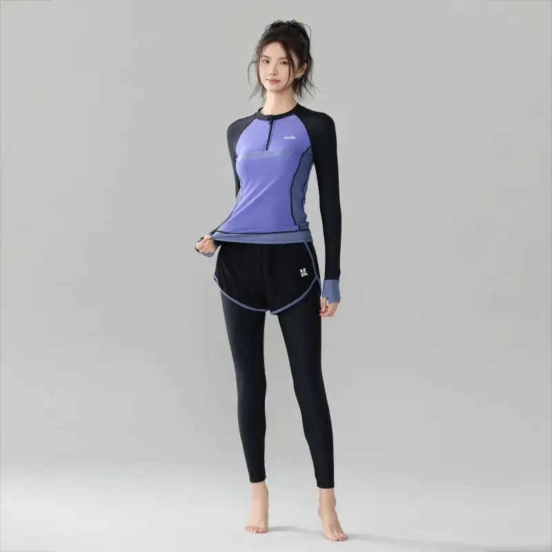 Women's Long Sleeve Rash Vest Swimsuits Two Piece Swim Top Women Diving Rash Guard Women Water Sports Surfing Suit Quick Dry