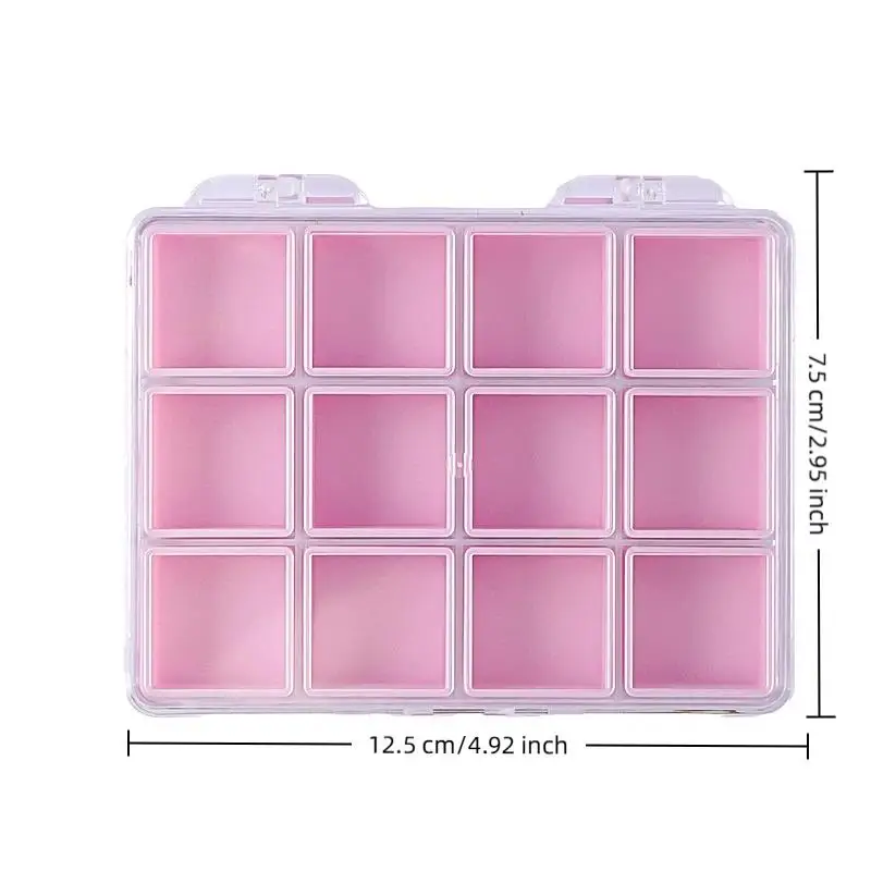 1 Stück Bonbonfarbene Plastik-Nagelkunst-Dekor-Aufbewahrungsbox Transparente 6/12-Fächer Nagelkunst-Aufbewahrungsbox Schmuck-Organizer – Detail 11