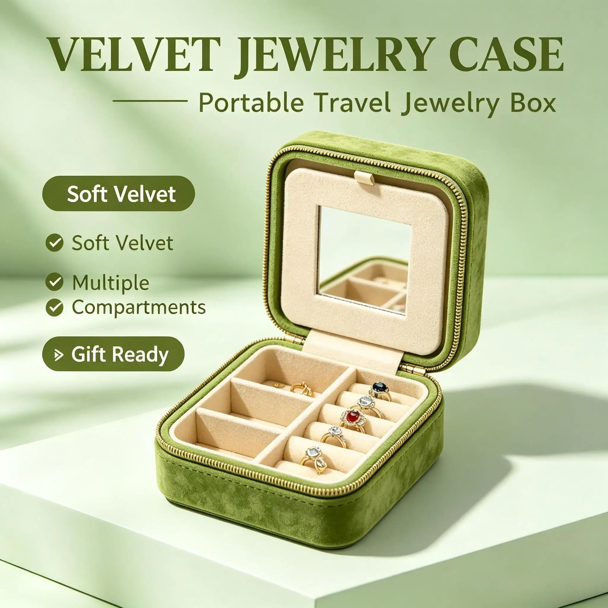 1pc Travel Jewelry Box | Large Capacity Mini Jewelry Organizer With Mirror | Women's Day Gift For Girls & Women | Portable Travel Essential,Suitable For Vacation, Beach, Bathroom, Bedroom, Large Capacity, Ideal Mother's Day Gift