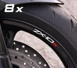 8X ZX-10R Motorcycle Wheel Decals Rim Stickers Stripes Set For Kawasaki Zxr Zx 1000 Red ZX-10R ZX10R 2004 2006 2007 2008 2010