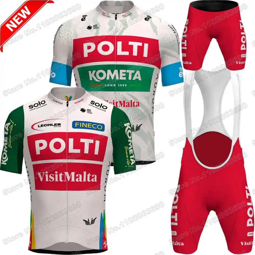 2025 Team Polti Kometa Cycling Jersey Set Summer Cycling Clothing Men's Short Sleeve Kit Road Bike Shirt Suit Bicycle Bib Shorts