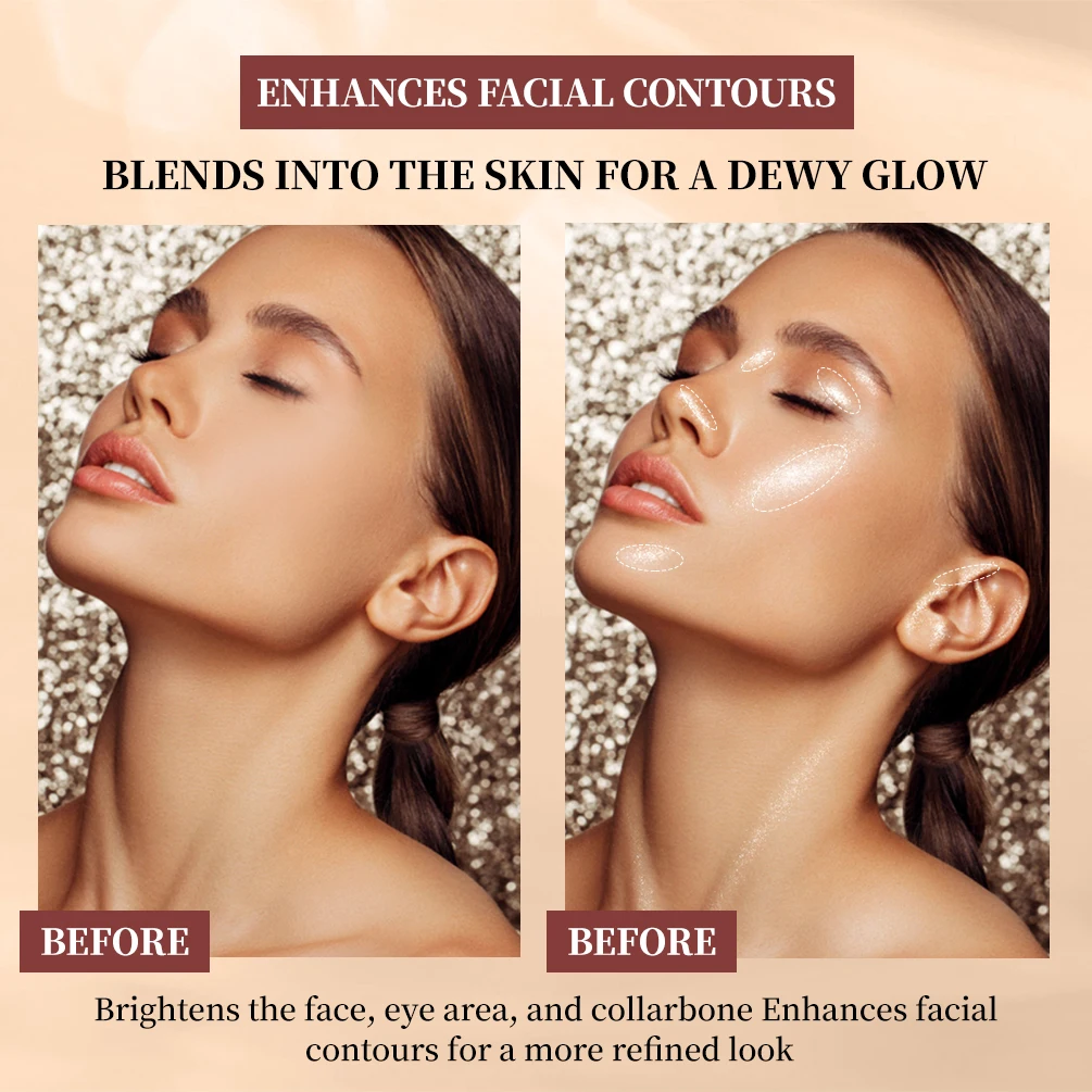 3 Colors 3D Face Brighten Highlighter Bar Cosmetic Face Contour Bronzer Shimmer Highlighter Stick Concealer Cream Makeup Tools