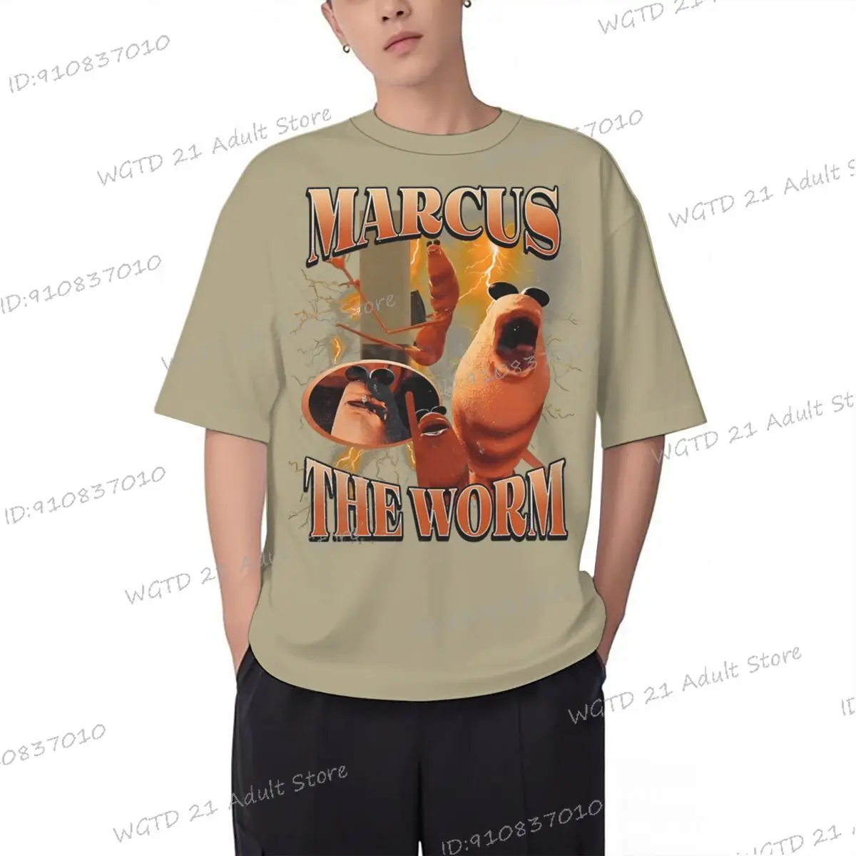 خمر ماركوس دودة طباعة النساء الرجال تي شيرتات قطن الشارع الشهير قصيرة الأكمام هدايا مضحك ماركوس دودة ميمي الملابس