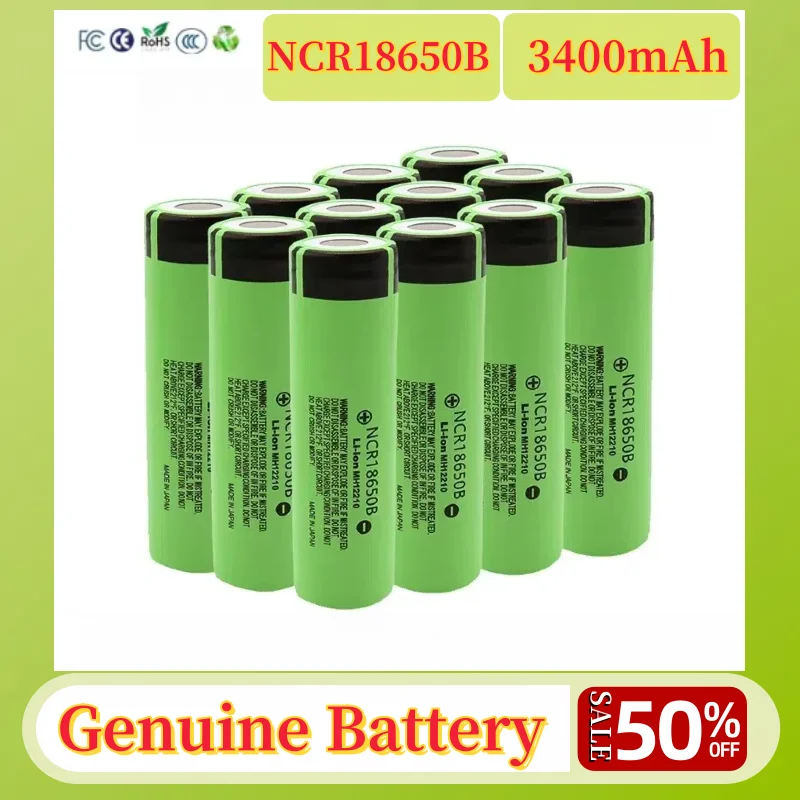 1-100PCS NCR18650B Actual Capacity Original 18650 Battery 3.7V 3400mah Lithium Rechargeable Batteries 18650 Cells Li-ion Bateria